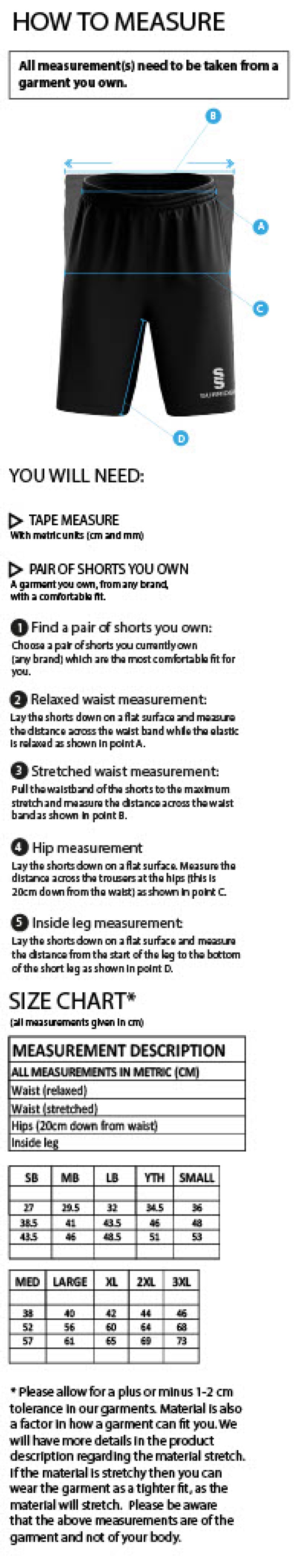 Oakfield & Rowlands CC - Women's Ripstop Short - Size Guide