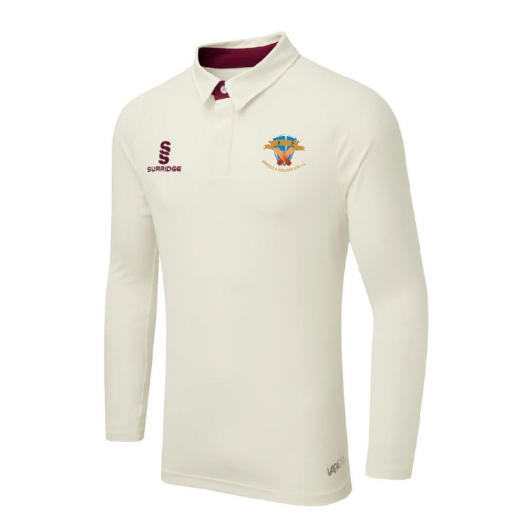 Oakfield & Rowlands CC - Ergo Long Sleeve Maroon Trim Shirt