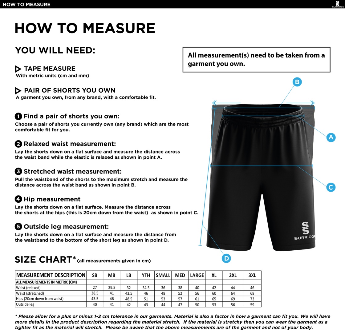 Oakfield & Rowlands CC - Blade Shorts - Size Guide