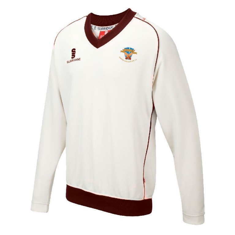 Oakfield & Rowlands CC - Long Sleeve Sweater Maroon Trim